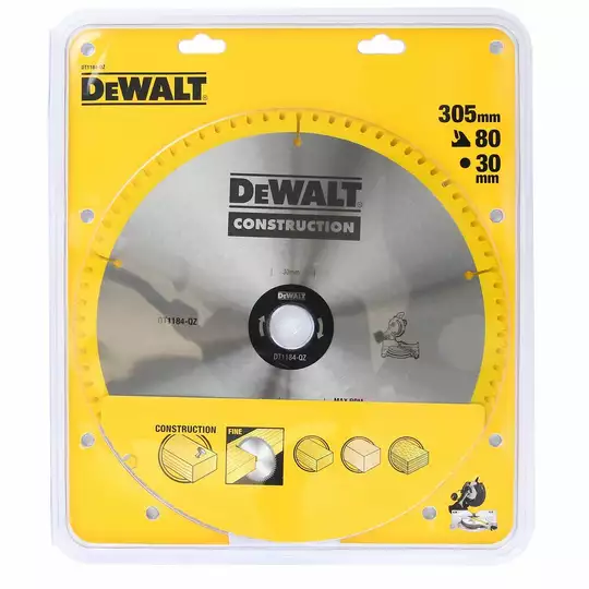 piła tarczowa do cięcia drewna 305/30/2,41mm, 80 zębów, CONSTRUCTION DeWALT [DT1184-QZ]