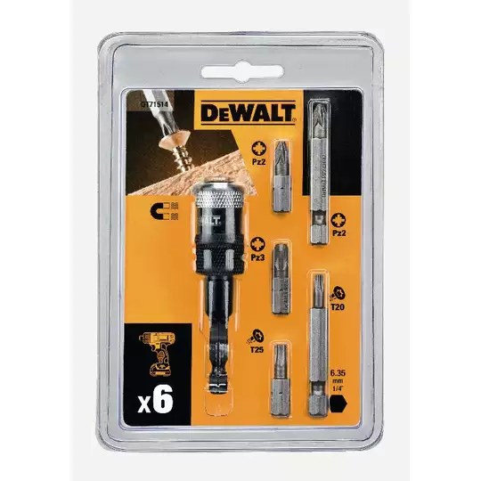 zestaw końcówek + adapter magentyczny  1/4"  6 szt. [DT71514]