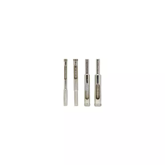 zestaw Easy Gres: 4szt. wierteł diamentowych do płytek ceramicznych 6, 8, 10, i 12 mm  + 4 szt. prowadnic + zbiorniczek na wodę, Rubi [04904]