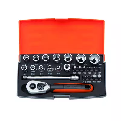 Zestaw końcówek i nasadek standardowych i wydłużanych 1/4", 37 szt. BAHCO [SL25AF]