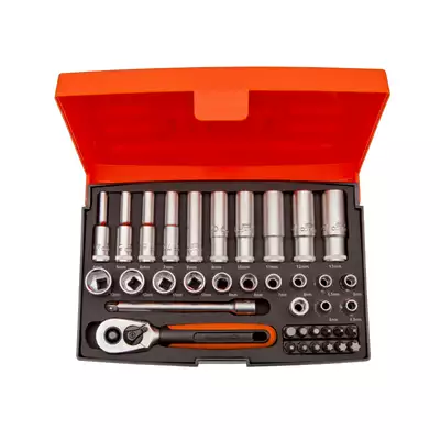 Zestaw końcówek i nasadek standardowych i wydłużanych 1/4", 37 szt. BAHCO [SL25L]