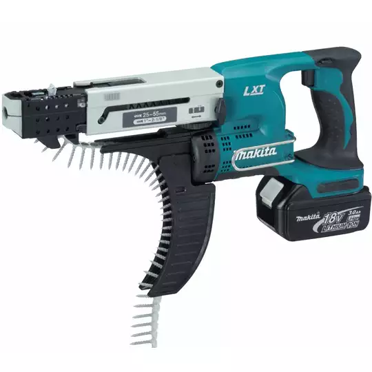 akumulatorowa wkrętarka z magazynkiem do płyt G-K 18V Li-Ion 2x3,0Ah Makita [DFR550RFE]