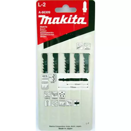 brzeszczoty do wyrzynarek 132mm do cięcia drewna 5szt. Makita [A-86309]