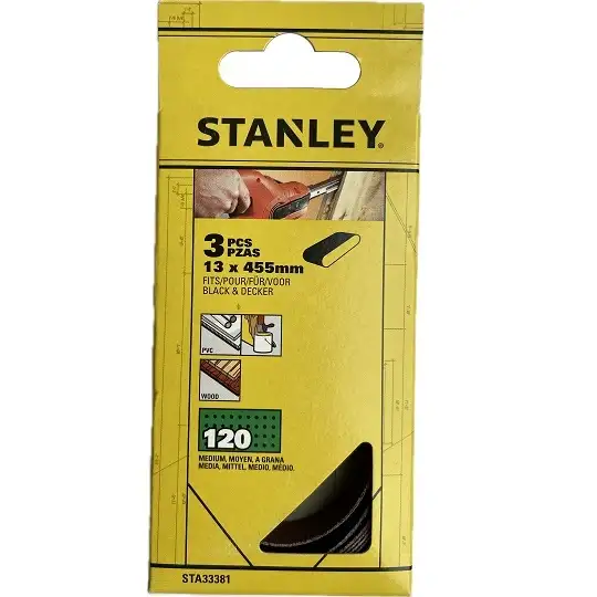 płócienna taśma szlifierska 455x13mm, ziarnistość 120, 3szt. Stanley [STA33381-XJ]