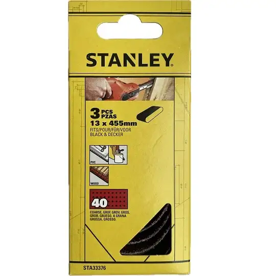 płócienna taśma szlifierska 455x13mm, ziarnistość 40, 3szt. Stanley [STA33376-XJ]