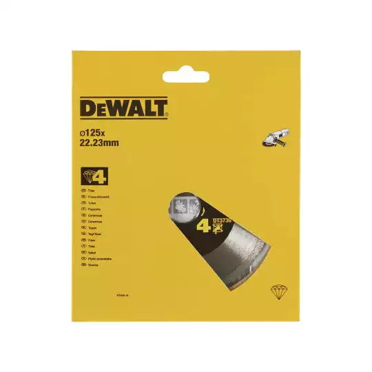 tarcza diamentowa do ciecia bardzo twardzych płytek ceramicznych na sucho, do szlifierek kątowych 125/1,6/7mm, DeWalt [DT3736]