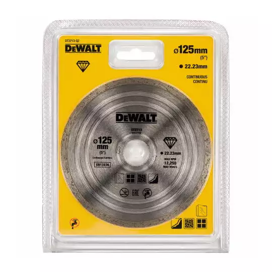 tarcza diamentowa do ciecia płytek ceramicznych na sucho, do szlifierek kątowych 125/1,6/5mm, DeWalt [DT3713]