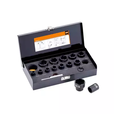 Zestaw 5szt. nasadek skrętnych, głębokich do wykręcania zniszczonych śrub, 1/2", rozmiary 8-27mm, Bahco [BWTSP16]