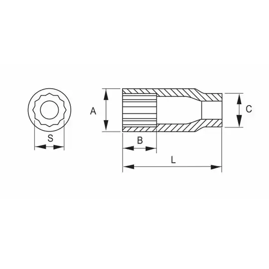nasadka ręczna, wydłużana, dwunastokątna 1/2" Irimo - schemat