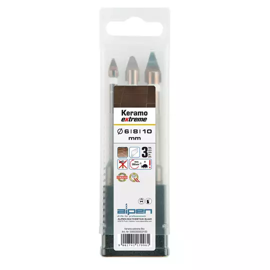zestaw 3szt. wierteł do płytek ceramicznych Keramo Extreme ALPEN [0000300003100]